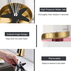 Stainless Steel Glass Rinser for Kitchen Sinks - ARCORA Glass Washer for Sink Brushed Gold, 360° Rotating Baby Bottle Washer, Gold Kitchen Sink Glass Rinser