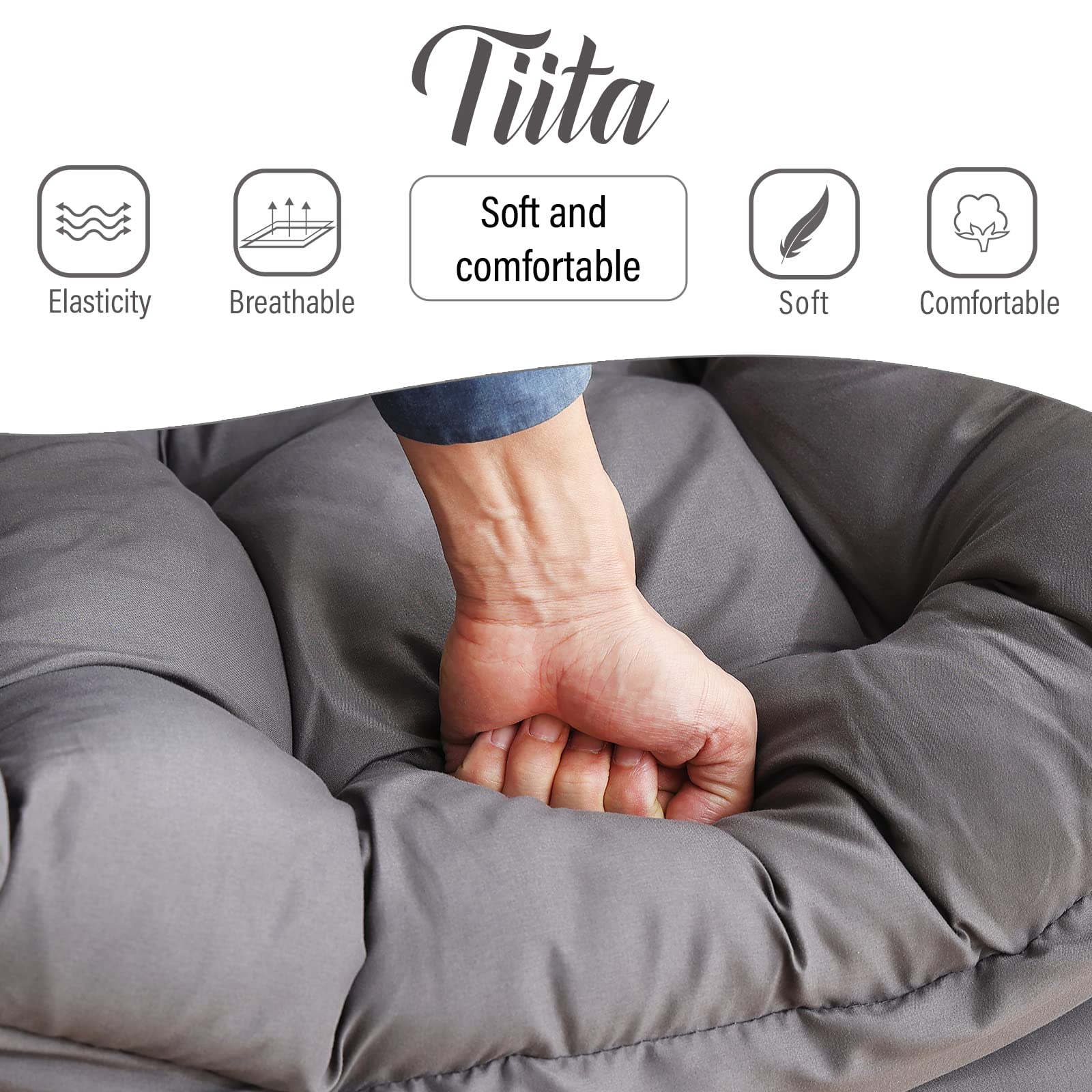 Tiita Lazy Chair with Ottoman, Modern Large Accent Lounge Chair, Leisure Sofa Armchair with Ottoman, Reading Chair with Footrest for Bedroom, Living Room, Dorm Rooms, Garden and Courtyard