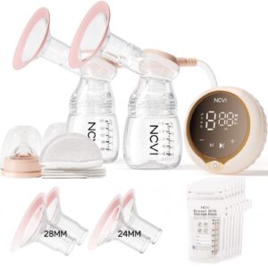 ncvi 8100 double electric breast pump with 4 modes, 9 levels, anti-backflow, 24/28mm flanges, touch panel, led display, ultra-quiet