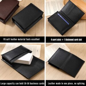 Olanpei 2 Pack Leather Business Card Holder for Men Women, Large Space for 40 Business Cards Wallet Credit Card Holder （Black/Brown）