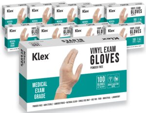 klex disposable heavy duty vinyl gloves latex free powder free, bpa free medical grade disposable glove, medium m, 1000 count
