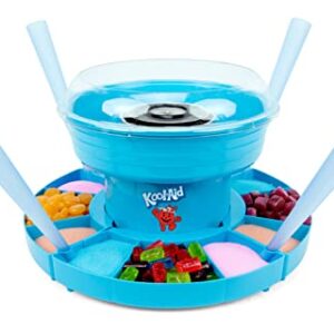 Nostalgia Kool-Aid Countertop Cotton Candy Maker with Lazy Susan Includes 2 Reusable Cones, Sugar Scoop, Extractor Head Works With Any Hard Candies or Flossing Sugar (Blue)