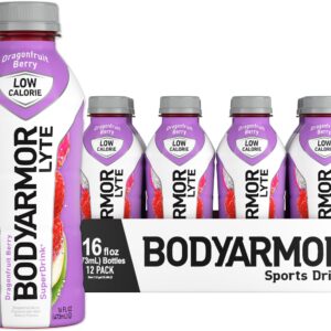 BODYARMOR LYTE Sports Drink Low-Calorie Sports Beverage, Dragonfruit Berry, Coconut Water Hydration, Natural Flavors With Vitamins, Potassium-Packed Electrolytes, Perfect For Athletes, 16 Fl Oz (Pack of 12)