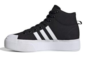 adidas women's bravada 2.0 mid platform skate shoe, core black/white/core black, 9.5