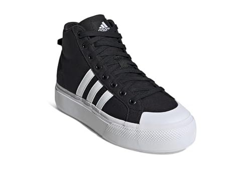 adidas Women's Bravada 2.0 Mid Platform Skate Shoe, Core Black/White/Core Black, 9.5