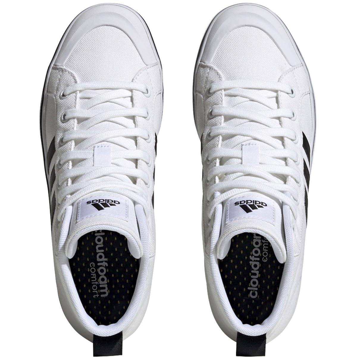 adidas Women's Bravada 2.0 Lifestyle Skateboarding Canvas Mid-Cut Skate Shoe, White/Black/White, 9