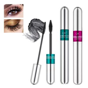 2 pcs thrive vibely mascara 5x longer waterproof superstrong and long-lasting no clumping 4d 2 in 1 lash cosmetics for natural lengthening and thickening effect, create beauty charming eye make up