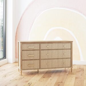 Little Seeds Shiloh Convertible 6 Drawer Dresser, Natural and Faux Rattan