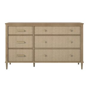 Little Seeds Shiloh Convertible 6 Drawer Dresser, Natural and Faux Rattan