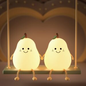 Xugenxes Children's Night Light,Cute Silicone Pear Nursery Lamp for Baby,7Color Changing Pear Baby Light,Senior Smile Decompressible Fruit Shaped Night Lights Dimmable Night Light,Gifts for Kids