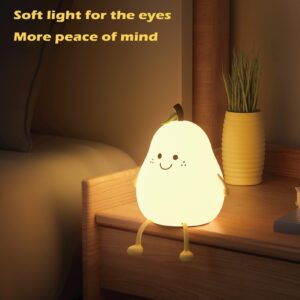 Xugenxes Children's Night Light,Cute Silicone Pear Nursery Lamp for Baby,7Color Changing Pear Baby Light,Senior Smile Decompressible Fruit Shaped Night Lights Dimmable Night Light,Gifts for Kids