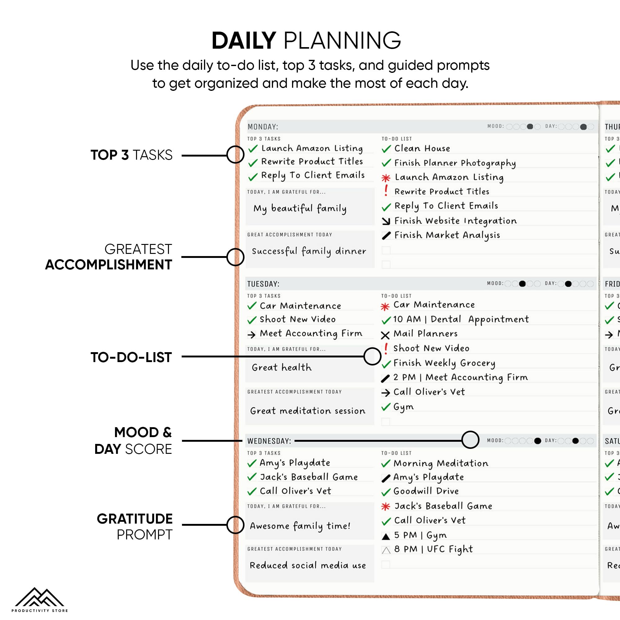 2024 Planner 8.5 x 11 Pro Max - Undated Productivity & Business Planner - Monthly Planner 2024 & Daily Planner 2024-2025 - Pink - A4 - Productivity Store