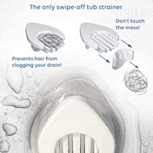 DrainCatch: The Easy to Clean Drain Hair Catcher, Clean with ONE Swipe, The ONLY Separating Bathtub Hair Strainer, Drain Protector, Drain Screen, fits All Standard tub Drain Sizes