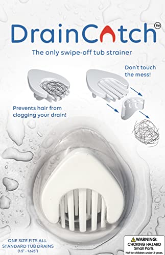 DrainCatch: The Easy to Clean Drain Hair Catcher, Clean with ONE Swipe, The ONLY Separating Bathtub Hair Strainer, Drain Protector, Drain Screen, fits All Standard tub Drain Sizes