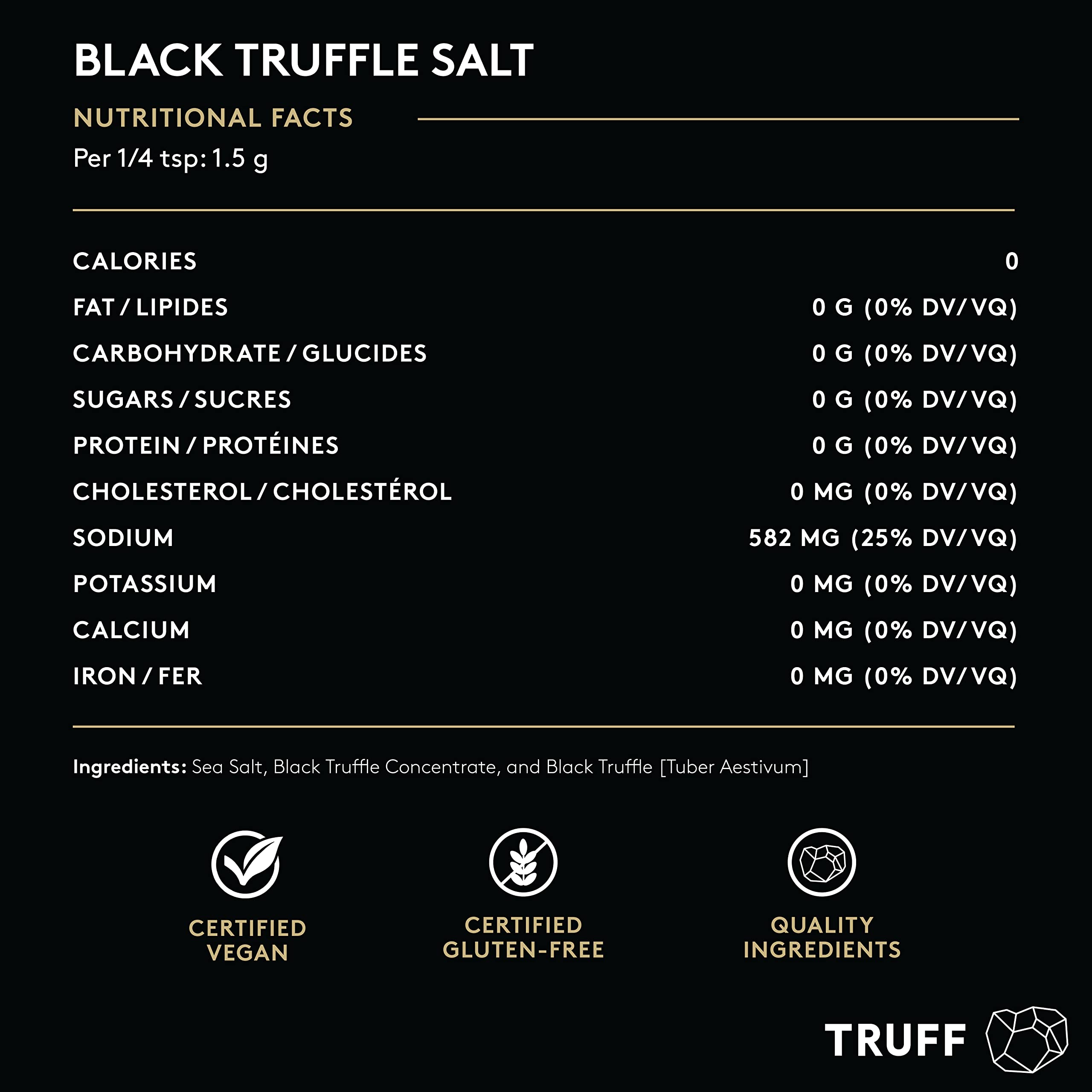 TRUFF Black Truffle Salt, Fine and Coarse Sea Salt, Dried Black Summer Truffles, Specialty Seasoning for A Truly Aromatic Flavor Experience, For the Finest Steaks or Unique Everyday Popcorn (5.3 oz)