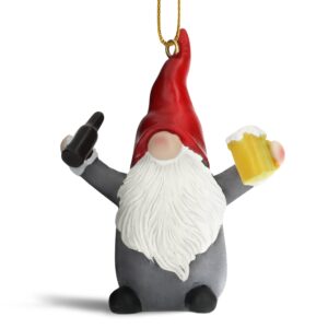 funny beer and wine lover christmas ornaments (gnome beer)