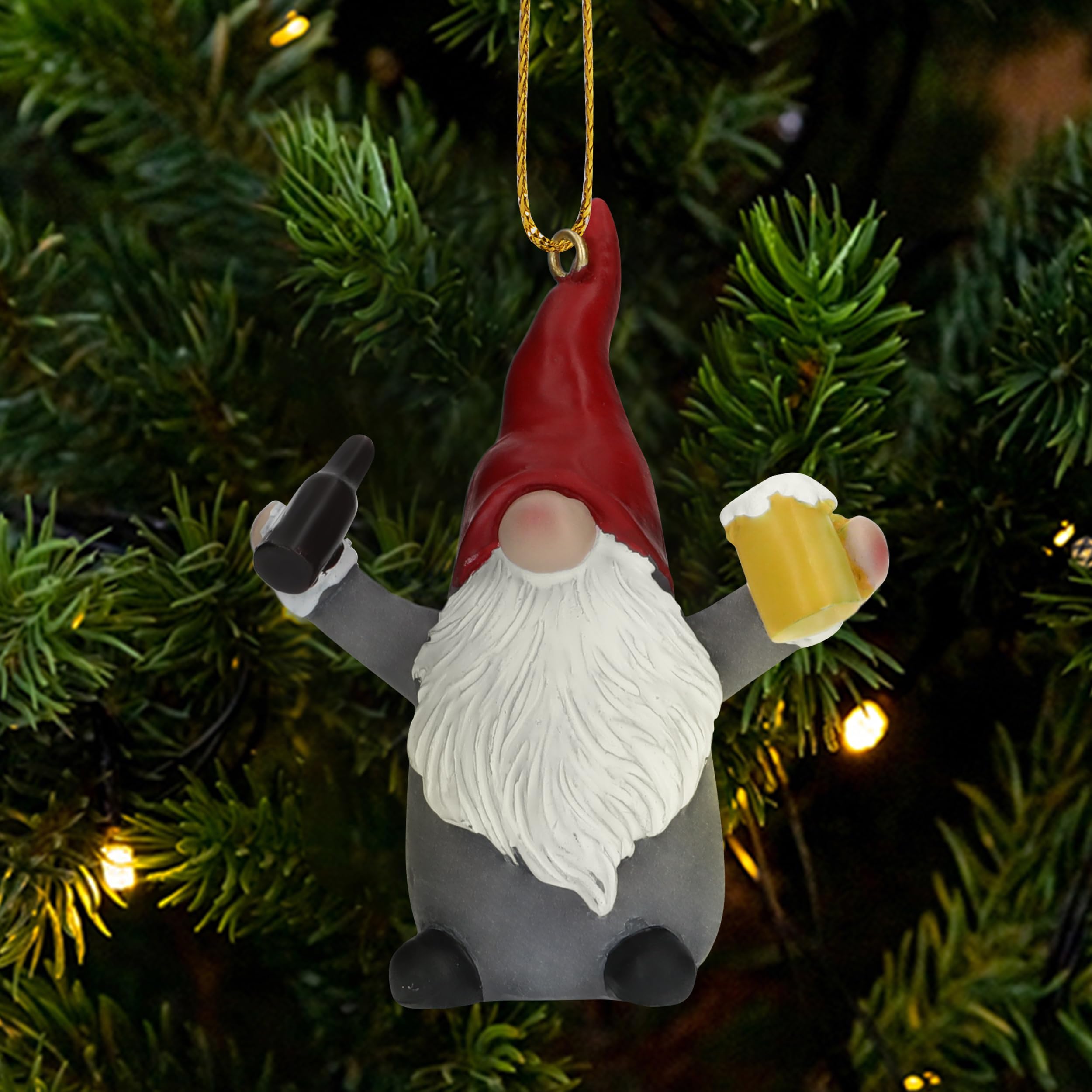 Funny Beer and Wine Lover Christmas Ornaments (Gnome Beer)