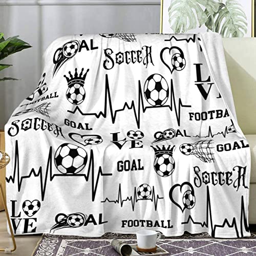 Soccer Blanket Super Soft Flannel Blankets and Throws Outdoor Football for Bedding Boys Girls Adults Gifts 50"X40"