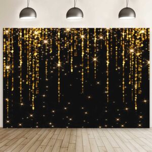 aibiin 10x7ft black and gold backdrop wedding anniversary sparkles photography background 2024 prom gold bokeh dripping birthday bridal shower party decor cheer to happy new year photo studio props