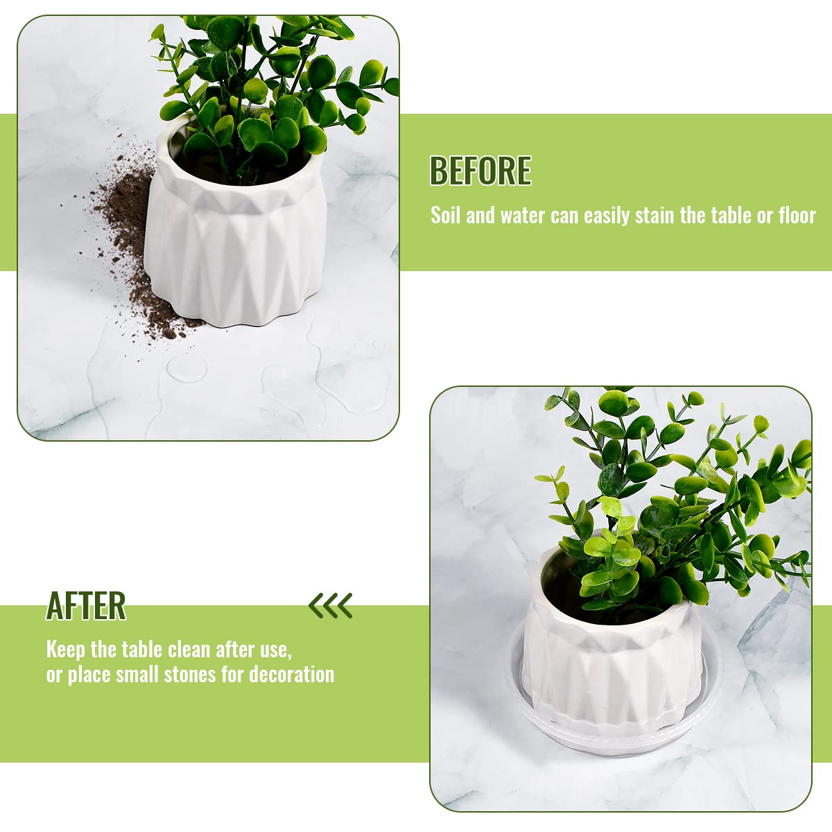 yuntop 9 Pack Clear Plastic Plant Saucer, Durable Plant Trays Flower Plant Pot Saucer Plant Container Accessories for Indoors & Outdoors, Stop Messes & Stains in Your Garden (6"+8"+10")