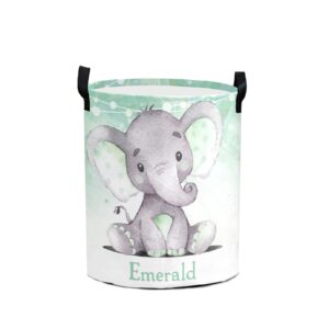 custom watercolor cute elephant laundry basket handles collapsible hamper foldable storage bin living room office bathroom bedroom