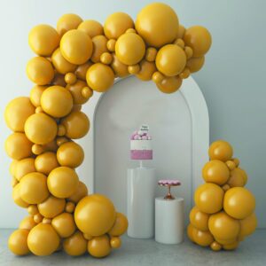 mustard yellow balloons birthday decoration 73pcs 5/10/12/18 inch assorted sizes tropical balloons thanksgiving fall party balloons