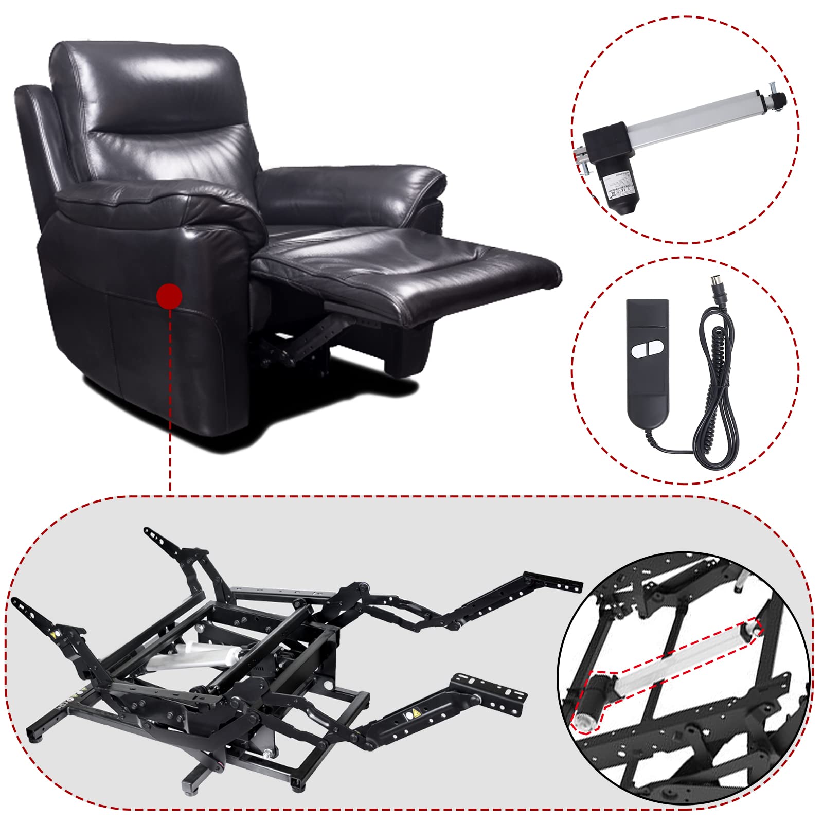 Podoy Lift Chair Parts Motor Replacement Kit Compatible with Lazy Boy Okin Deltadrive Electric Power Recliner Motor Actuator 1.28.000.131.30