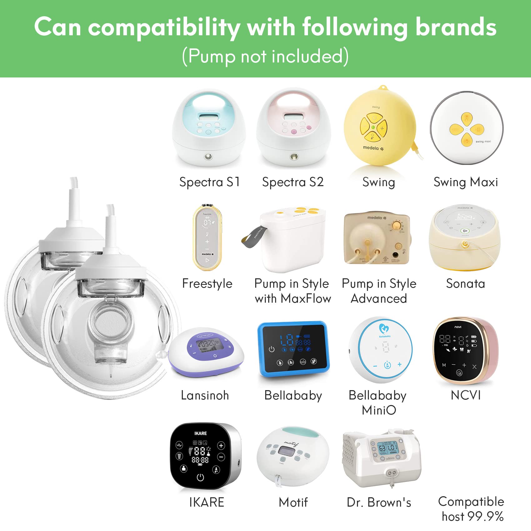 LOZAEVE Baby CaraCups Wearable Milk Collection, Portable Hands Free Breast Milk Collection Cup Set, Compatible with for Spectra S1 / S2, Medelaa, Lansinohh, 99.9% Separable Electric Breast Pumps, 2PC