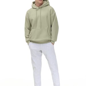 THE GYM PEOPLE Men's Fleece Pullover Hoodie Loose Fit Ultra Soft Hooded Sweatshirt With Pockets Light Green