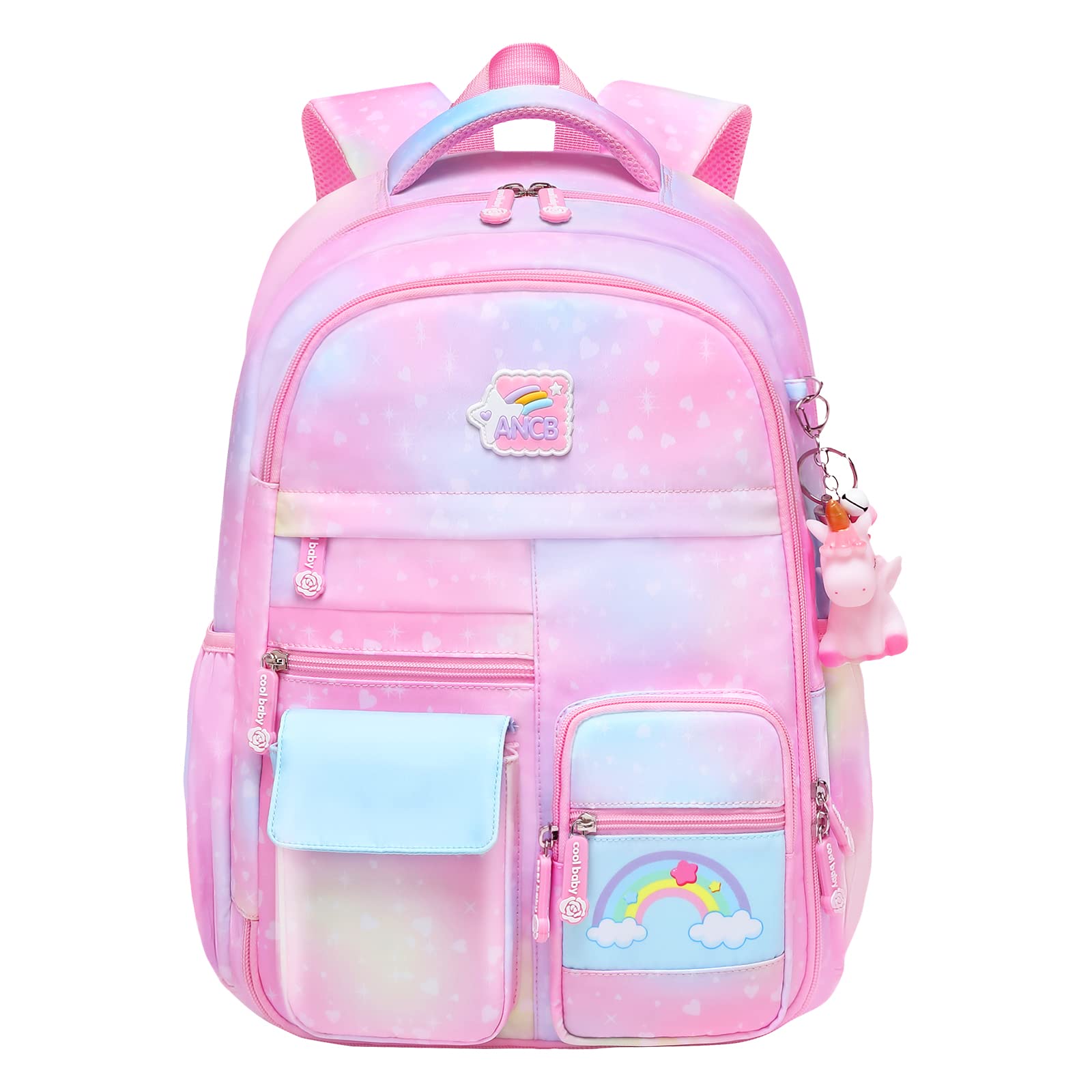 NIWEIYA Children Bookbag Kids Backpacks for Girls Kids Schoolbag Women Casual Packaging Waterproof Laptop Bag (Pink 35L)