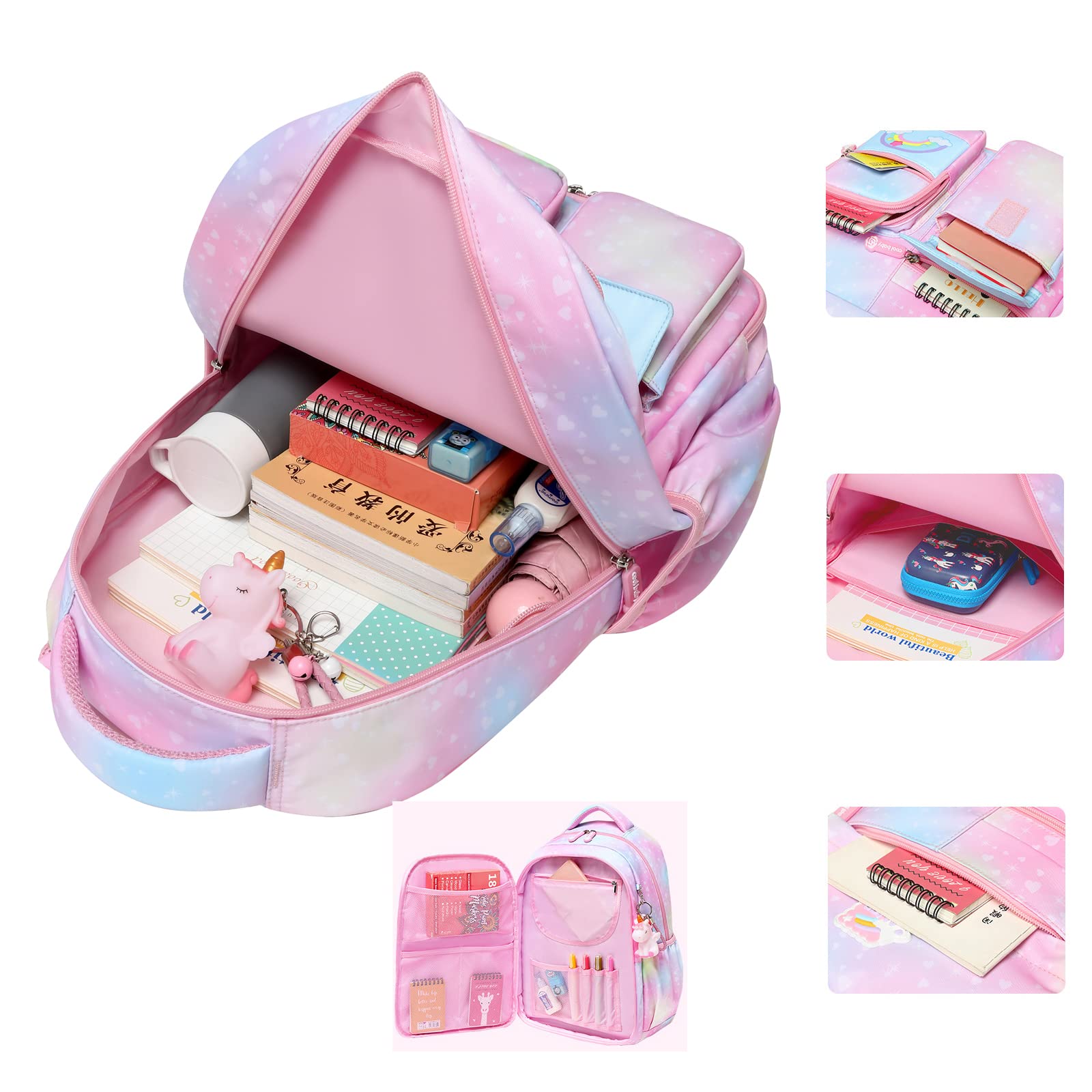 NIWEIYA Children Bookbag Kids Backpacks for Girls Kids Schoolbag Women Casual Packaging Waterproof Laptop Bag (Pink 35L)