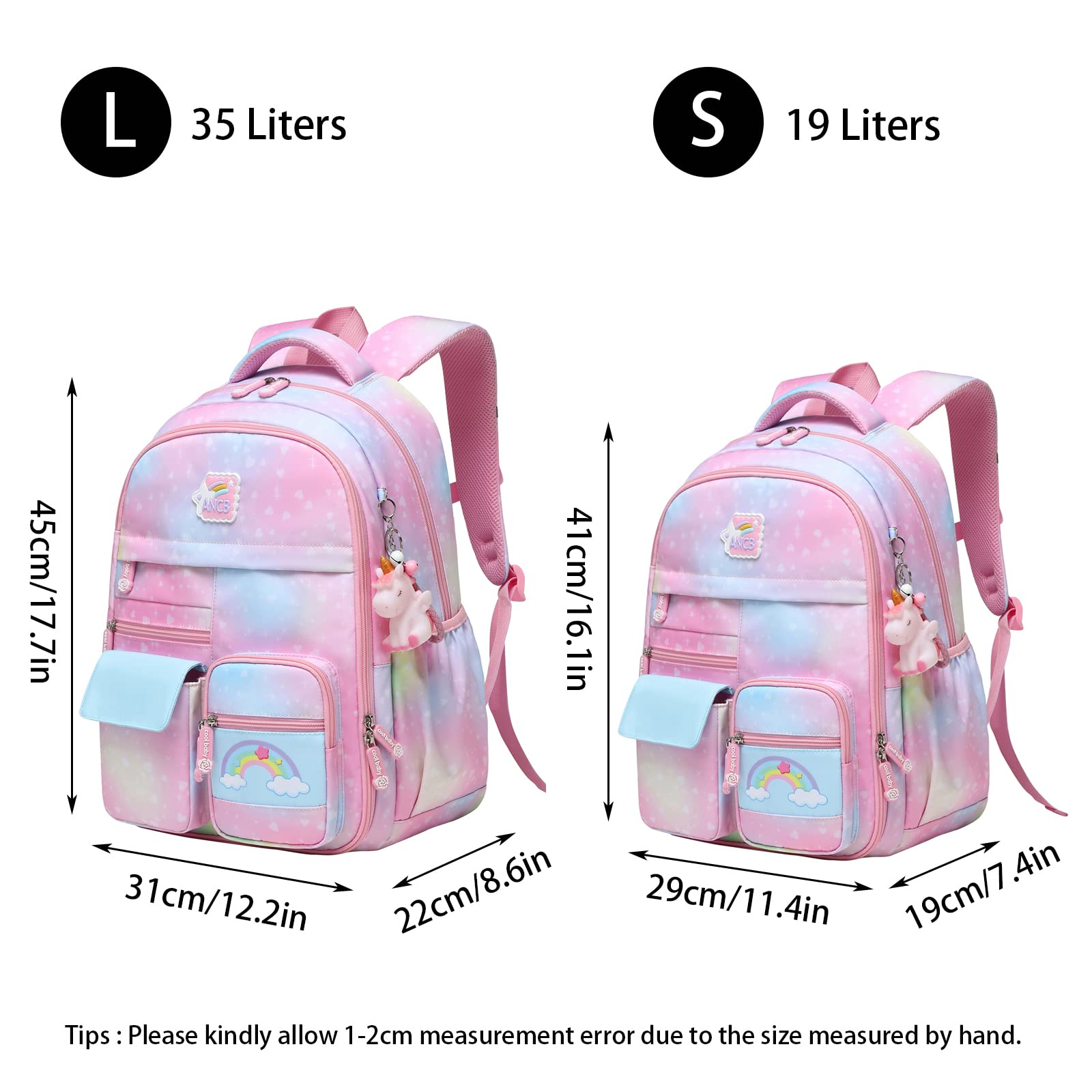 NIWEIYA Children Bookbag Kids Backpacks for Girls Kids Schoolbag Women Casual Packaging Waterproof Laptop Bag (Pink 35L)