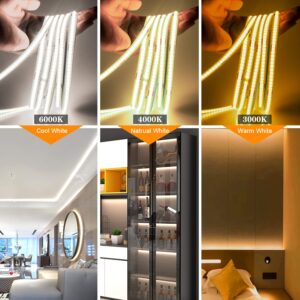 Smacen Battery Powered COB Led Strip Lights, 4.92Ft Battery Operated 6000K Cool White LED Strip Lights, High Brightness Flexible LED Tape Lights for TV, Cabinet, Bedroom, Party, Home DIY Decoration