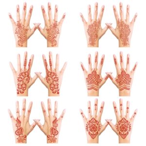 henna temporary tattoo stickers, brown henna tattoo stickers kit,waterproof red ink henna hands tattoo,for women party decorations