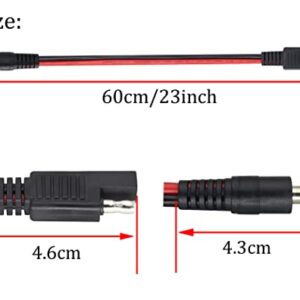 HCFeng 2Pack SAE to DC Adapter Cable SAE Plug to DC 5.5mmx2.1mm Male Connector Cables with SAE Polarity Reverse Adapter & DC8/6.5/5.5/4.0/3.5(mm) Adapters for Solar Battery Panel (14AWG 2ft/60cm)