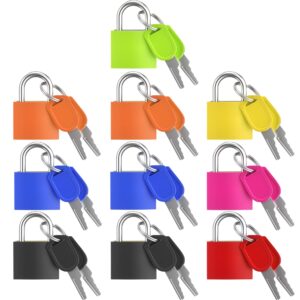 oljezziya 10 pcs suitcase locks with keys, small padlock with key, luggage padlocks, mini keyed padlock for travel bags, school gym locker, toolbox - 23mm (colorful)