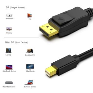 BENFEI 5 Pack Mini DisplayPort to DisplayPort 6 Feet Cable 4K@60Hz 2K@144Hz, Mini DP(Thunderbolt Compatible) to DP Cable (Male to Male) Gold-Plated Cord