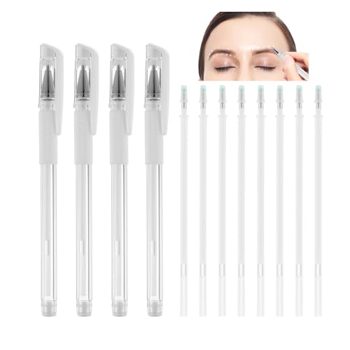 Eyebrow Mapping Pen Microblading Eyebrow Pen Microblading Pen Skin Marker Pen Eyebrow Makeup Position Mapping Mark Tools for Eyebrow Lip Skin Artists Marking Pen (4 pens + 8 replacement refills)