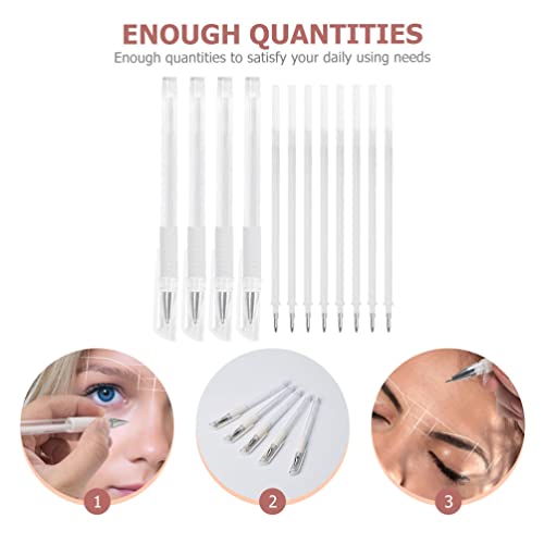 Eyebrow Mapping Pen Microblading Eyebrow Pen Microblading Pen Skin Marker Pen Eyebrow Makeup Position Mapping Mark Tools for Eyebrow Lip Skin Artists Marking Pen (4 pens + 8 replacement refills)