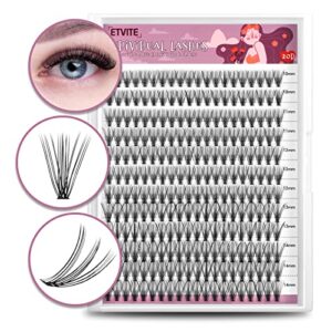 etvite cluster lashes 10d 20d individual lashes lash extension clusters soft natural look handmade volume eyelash clusters home false lashes (20d 10-14mm）