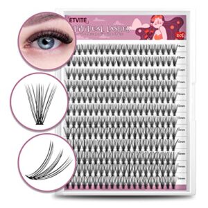 ETVITE Cluster Lashes 10D 20D Individual Lashes Lash Extension Clusters Soft Natural Look Handmade Volume Eyelash Clusters Home False Lashes (20D 10-14mm）