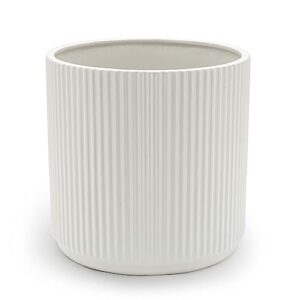 amazon basics fluted ceramic round planter, 10-inch, white