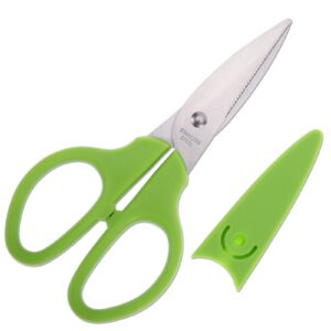 hitopty green multipurpose scissors, 6in straight sturdy sharp scissors for office school student home general use sewing fabric craft supplies with cover