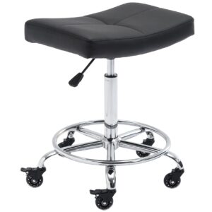 covibrant wide rolling stool with locking wheels footrest adjustable height swivel for salon kitchen