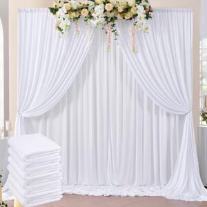 30ft x 10ft wrinkle free white backdrop curtain for parties, thick fabric photo backdrop drapes 6 panels 5x10ft for wedding birthday party photography background baby shower