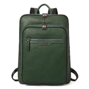 cluci vegetable tanned full grain leather 15.6 inch laptop backpack purse for women casual daypack travel backpack sassafras green