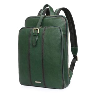 cluci vegetable tanned full grain leather laptop backpack for women 15.6 inch computer bags stylish travel daypack sassafras green