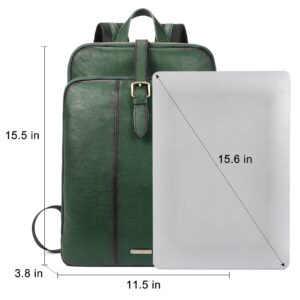 CLUCI Vegetable Tanned Full Grain Leather Laptop Backpack for Women 15.6 inch Computer Bags Stylish Travel Daypack Sassafras Green