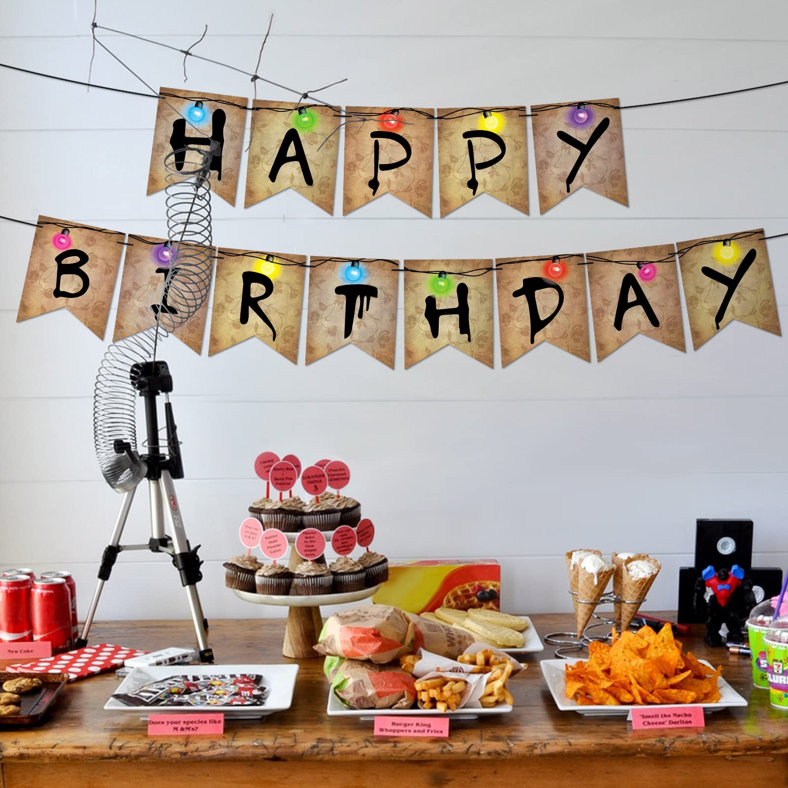 Stranger Happy Bithday Things Banner Party Decorations Marathon Night Boys Girls Bithday Party Decoration Banner