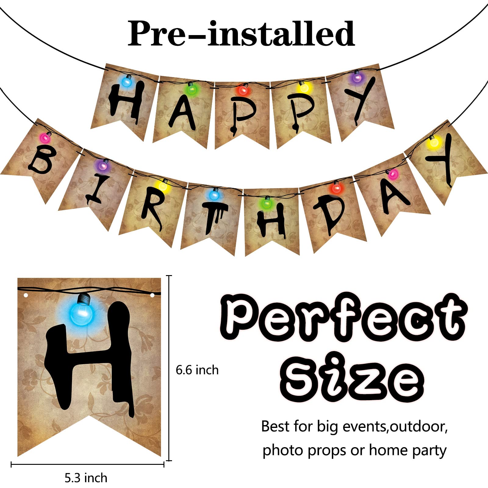 Stranger Happy Bithday Things Banner Party Decorations Marathon Night Boys Girls Bithday Party Decoration Banner